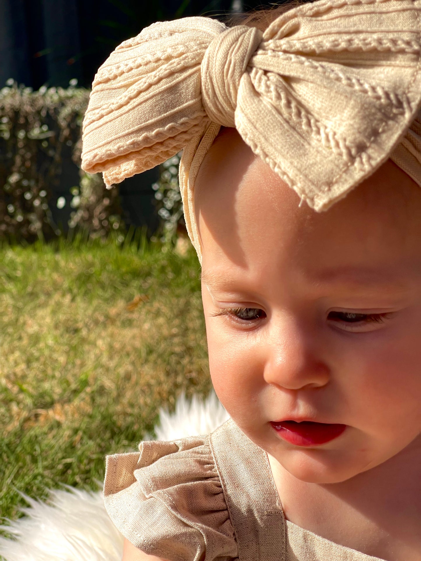 Braided Top Knot- Beige