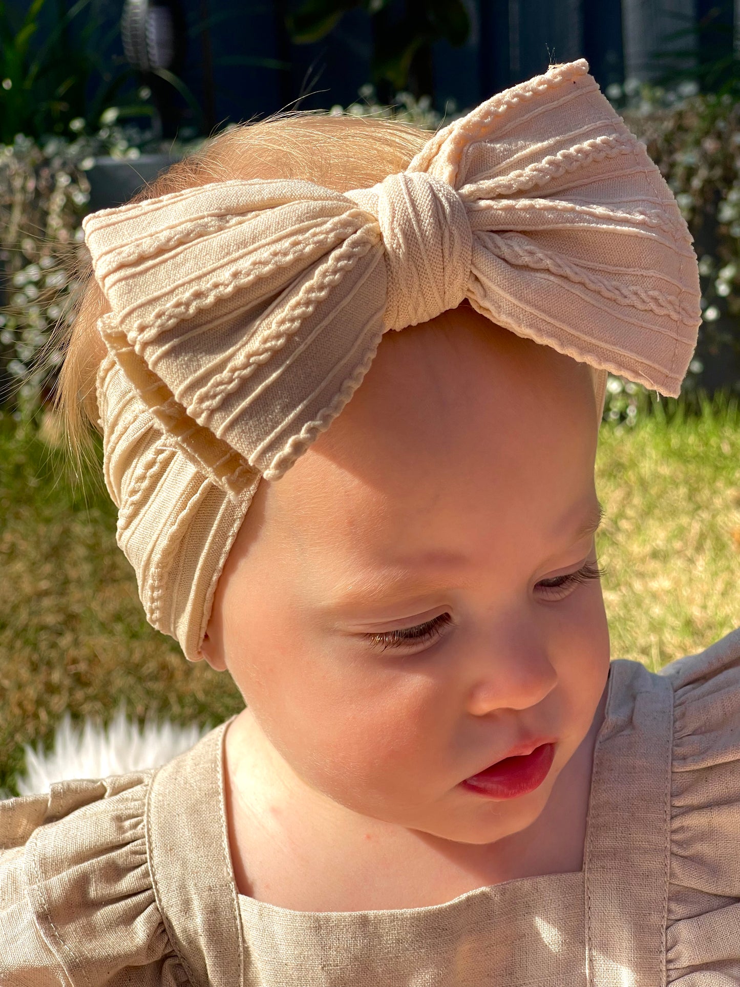 Braided Top Knot- Beige